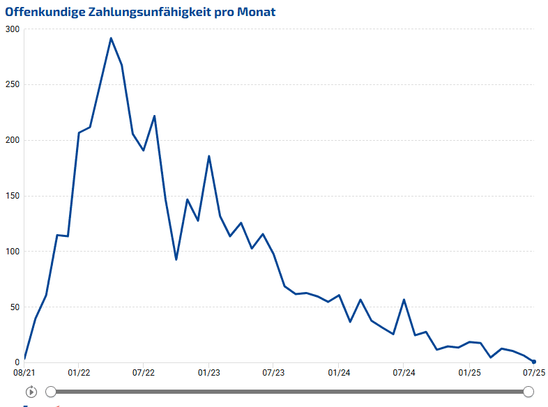Offenkundige Zahlungsunfaehigkeit pro Monat