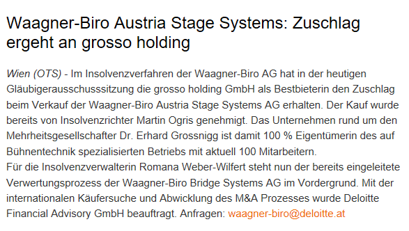 Waagner-Biro Pressetext